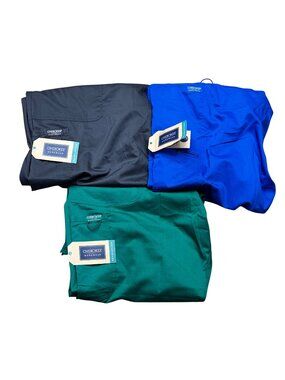 Cherokee Workwear Petite Scrub Pants 2XL Lot 3 Pair NEW Green Light Navy Blue